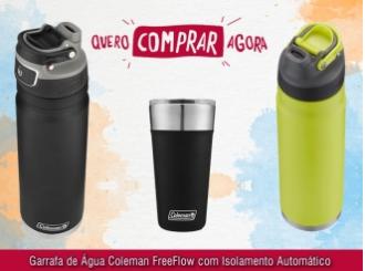 Garrafa de Água Coleman FreeFlow com Isolamento Automático de Aço Inoxidável